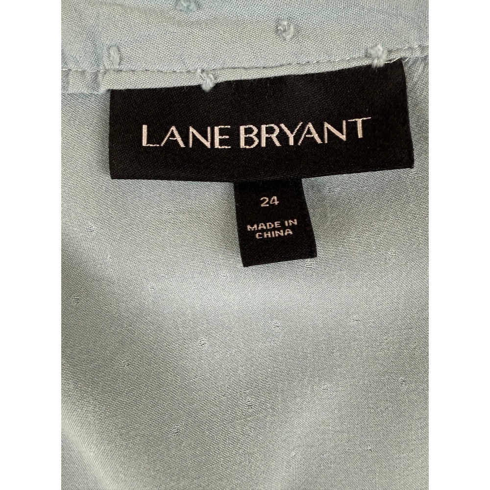 Lane Bryant 24 Boho Peplum Blouse Rayon Crochet Lace Trim - Picture 2 of 6